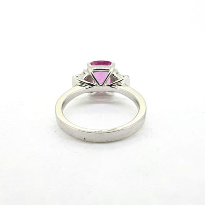 2.19ct Pink Sapphire and Baguette Diamond Ring