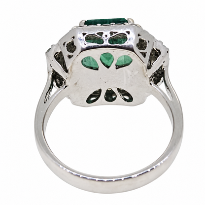 Emerald and Diamond Cluster Ring E5.12 D.96 18ct