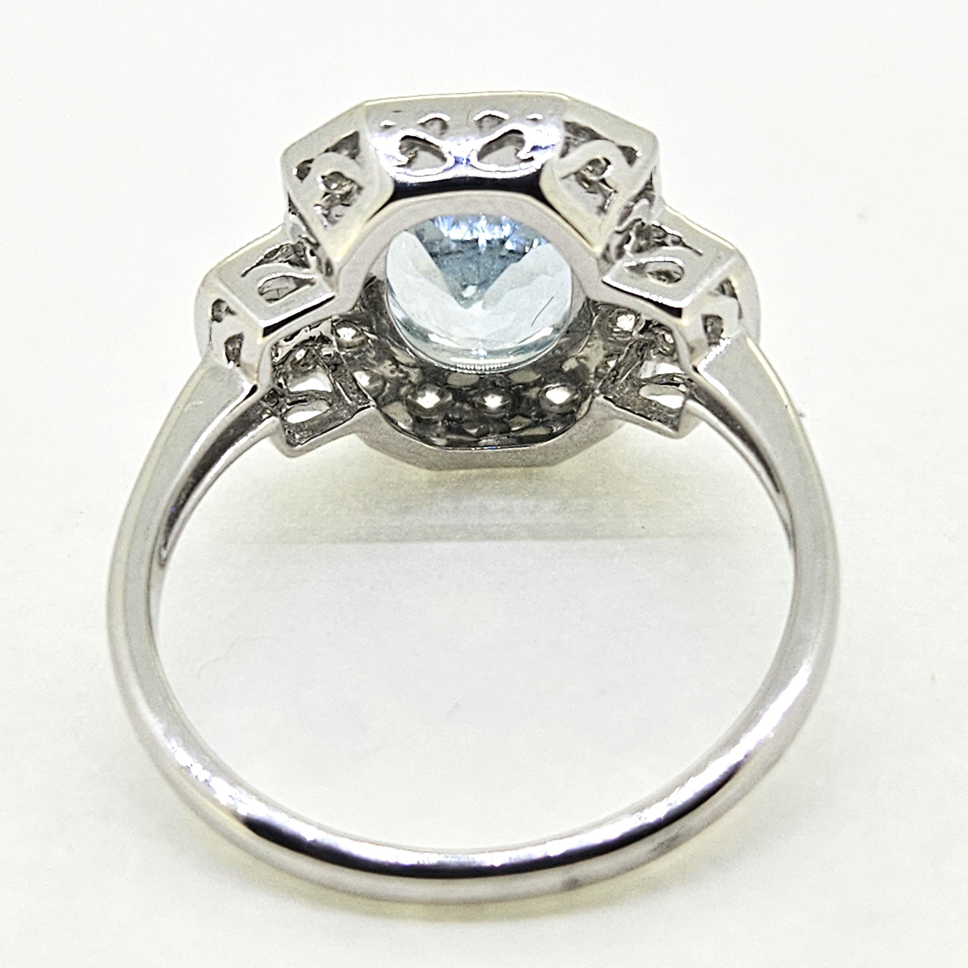 1.77ct Oval Aquamarine and Diamond Cluster Buckle Dress Ring