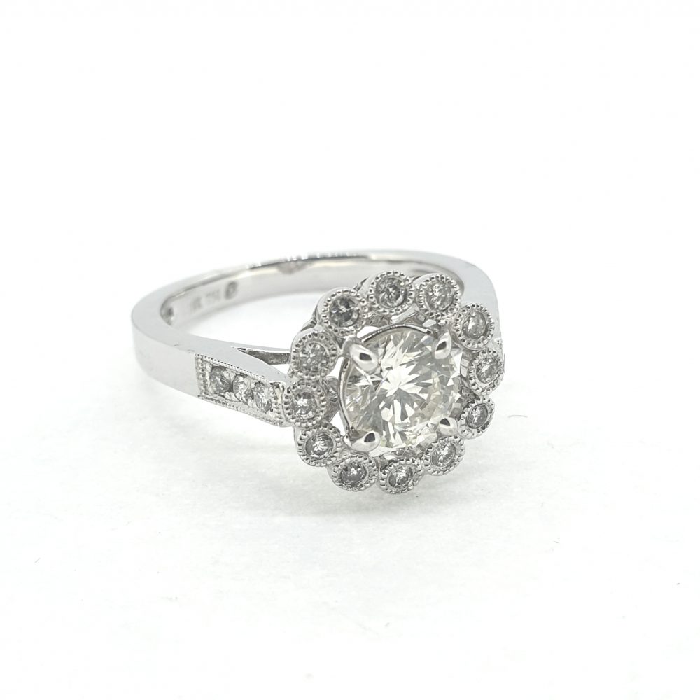 Diamond Flower Cluster Petal Ring in 18ct White Gold