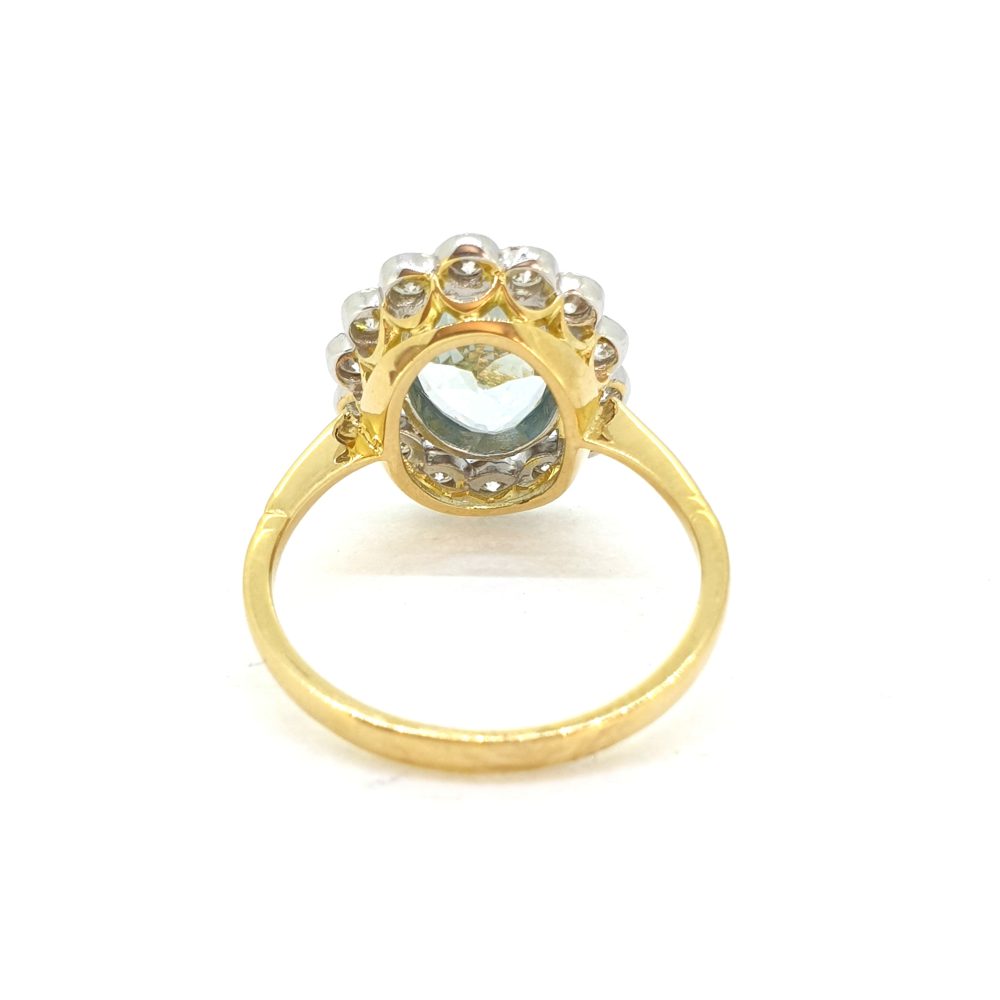 1.70ct Aquamarine and Diamond Oval Cluster Ring