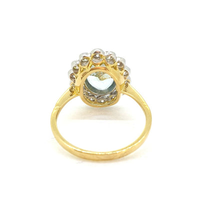 1.70ct Aquamarine and Diamond Oval Cluster Ring
