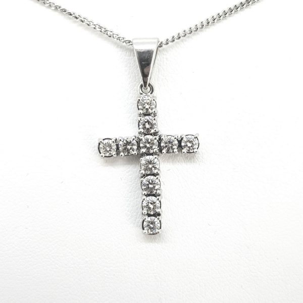 Diamond Cross Pendant, 1.30 carats of brilliant-cut diamonds, in 18ct white gold