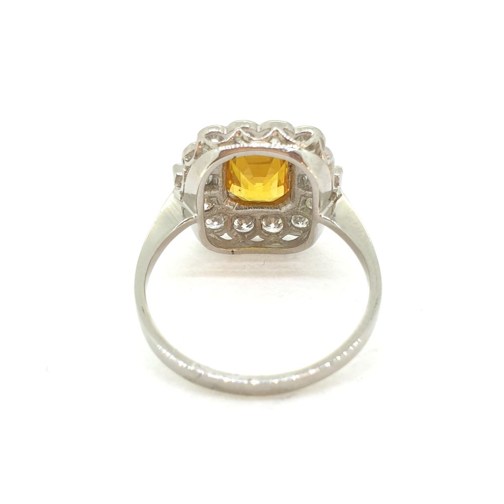 1.60ct Yellow Sapphire and Diamond Cluster Dress Ring in Platinum
