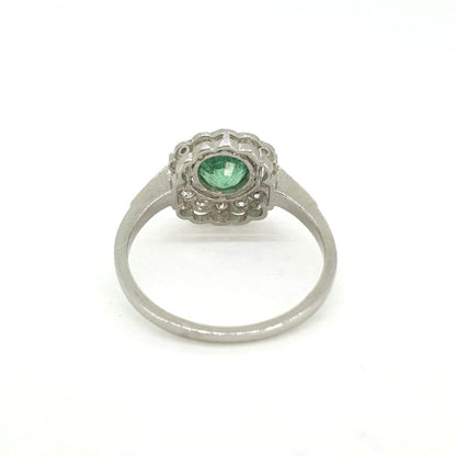 Emerald and Diamond Floral Cluster Engagement Ring