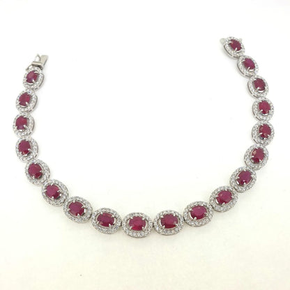 8.90ct Oval Ruby and Diamond Cluster Bracelet in 18ct White Gold