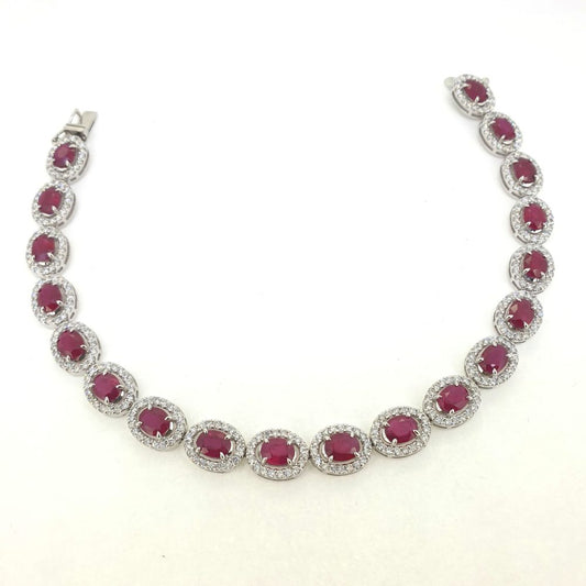 8.90ct Oval Ruby and Diamond Cluster Bracelet in 18ct White Gold