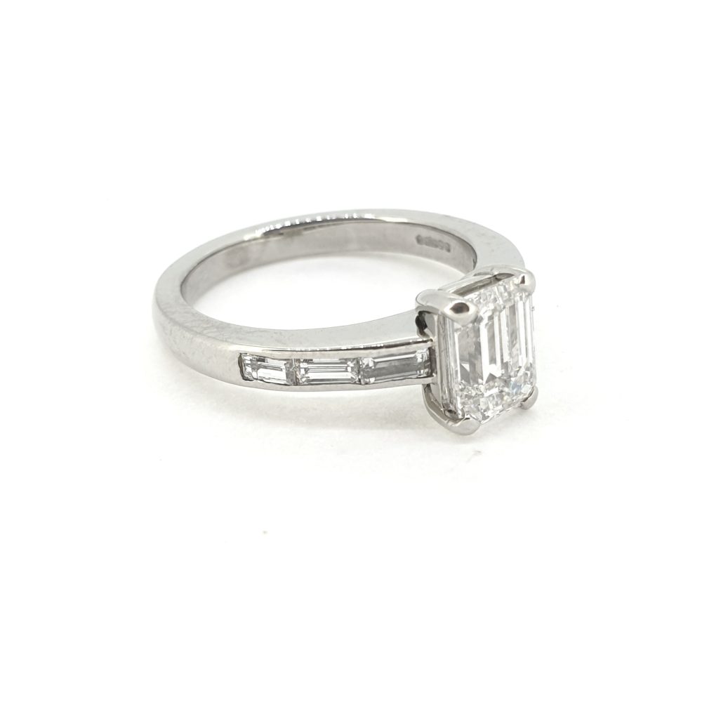 GIA Certified 1.03ct Emerald Cut Diamond Solitaire Engagement Ring in Platinum