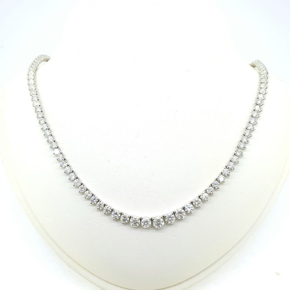 Graduated Diamond Line Necklace, 12.10 carat total