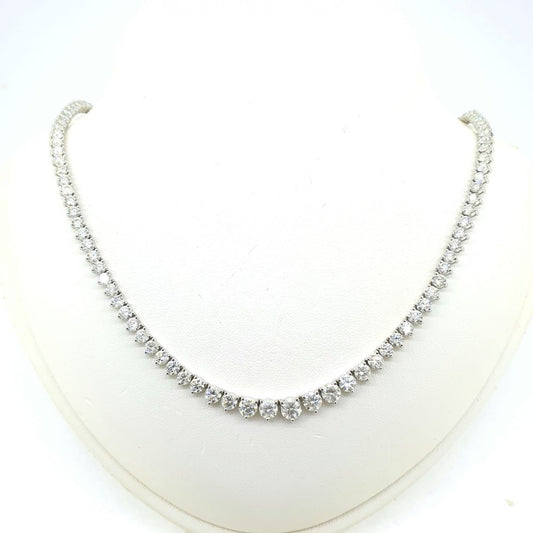 Graduated Diamond Line Necklace, 12.10 carat total