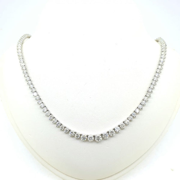 Graduated Diamond Line Necklace, 12.10 carat total