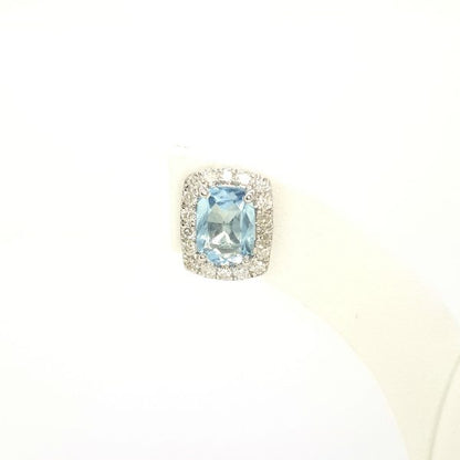 Aquamarine and Diamond Cluster Stud Earrings in 9ct White Gold, 1.53 carats