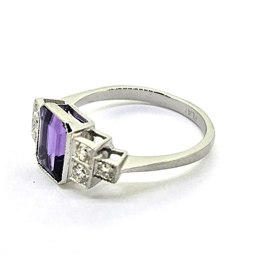 1.50ct Amethyst and Diamond Ring in Platinum