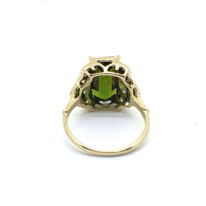 Green Tourmaline and Diamond Dress Ring in 18ct Yellow Gold
