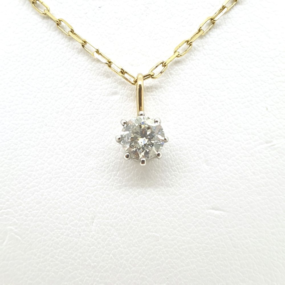 0.77ct Diamond Solitaire Pendant and Chain