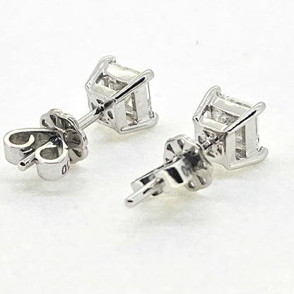 1ct Princess Cut Diamond Solitaire Stud Earrings