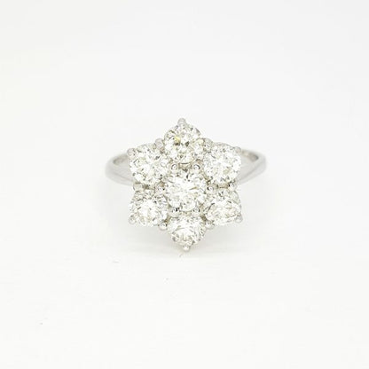 Diamond Daisy Floral Cluster Ring, 2.30 carat total, in 18ct white gold