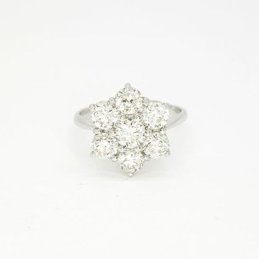 Diamond Daisy Floral Cluster Ring, 2.30 carat total, in 18ct white gold