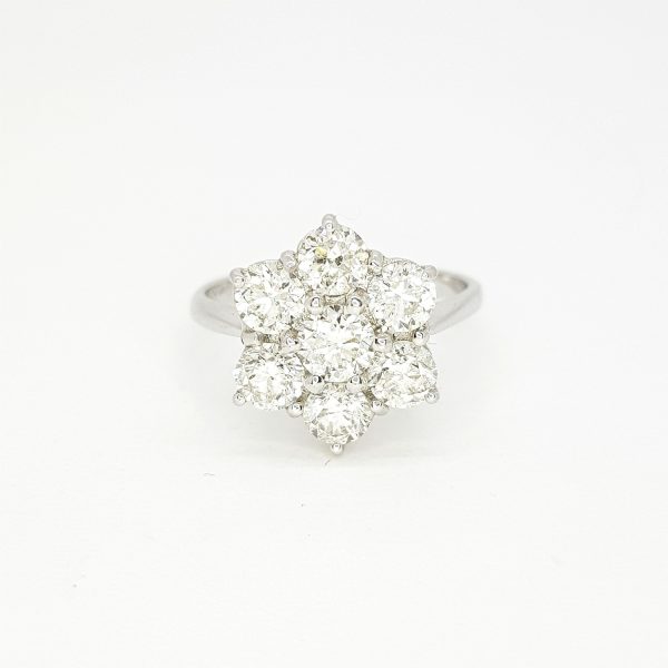 Diamond Daisy Floral Cluster Ring, 2.30 carat total, in 18ct white gold
