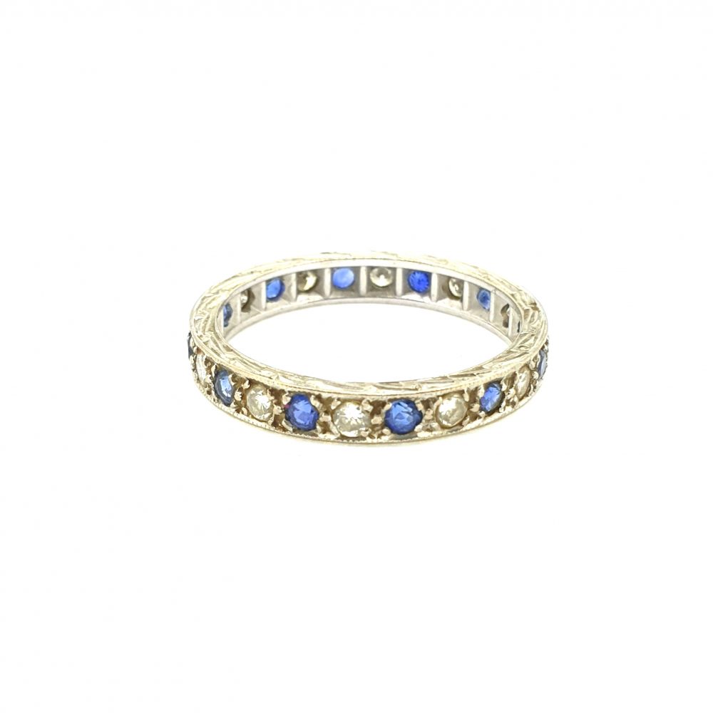 Sapphire and Diamond Full Eternity Band Ring in Platinum