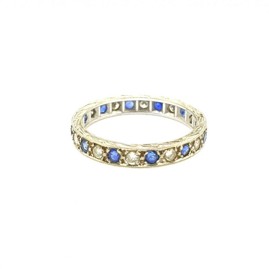 Sapphire and Diamond Full Eternity Band Ring in Platinum