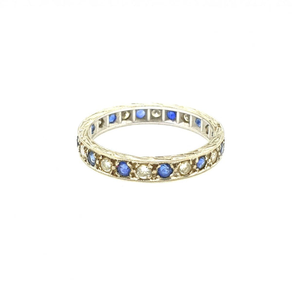 Sapphire and Diamond Full Eternity Band Ring in Platinum