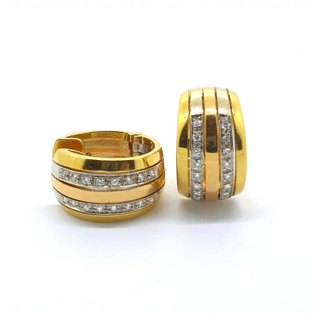 Diamond Set 18ct Yellow Gold Hoop Earrings