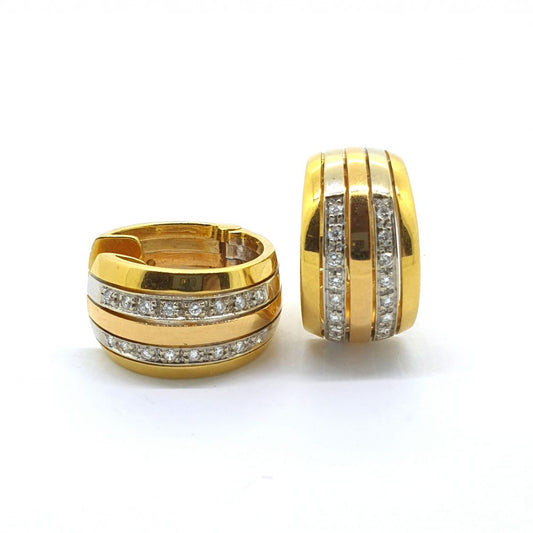 Diamond Set 18ct Yellow Gold Hoop Earrings