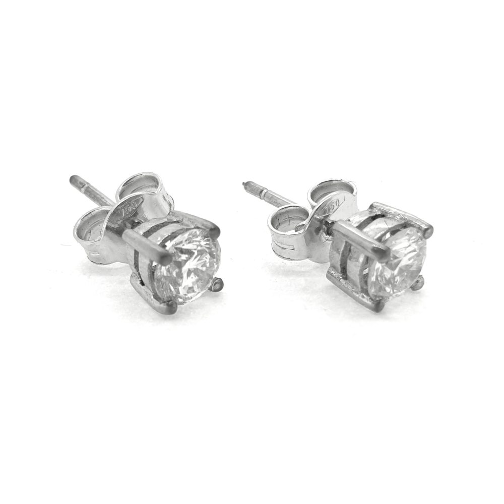 Single Stone Diamond Solitaire Stud Earrings, 1.03 carat total