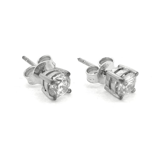 Single Stone Diamond Solitaire Stud Earrings, 1.03 carat total