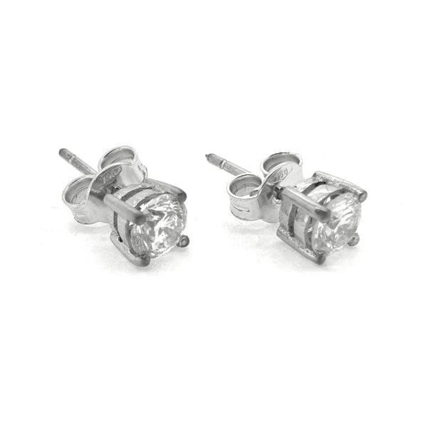 Single Stone Diamond Solitaire Stud Earrings, 1.03 carat total