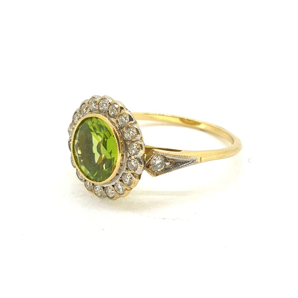 1.80ct Peridot and Diamond Cluster Dress Ring