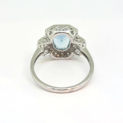 1.50ct Aquamarine and Diamond Cluster Engagement Ring