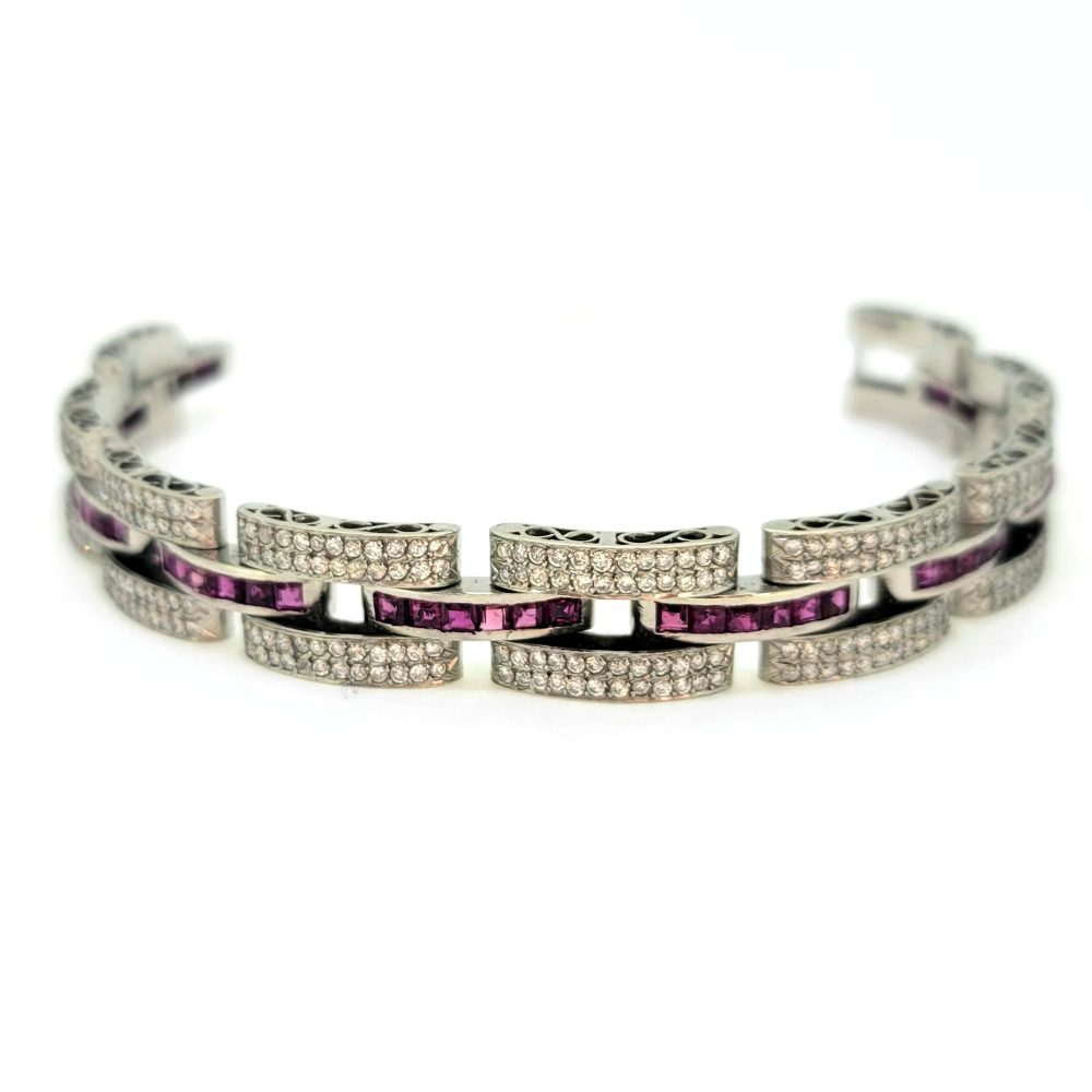 6.50ct Diamond and 4.80ct Ruby Link Bracelet