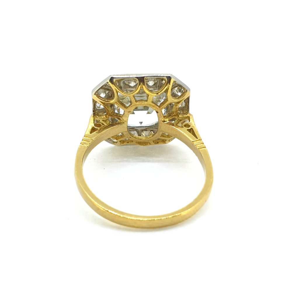 2.30ct Octagonal Cut Aquamarine and Diamond Cluster Dress Ring