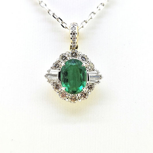 Emerald and Diamond Pendant and chain E1.27 D.67