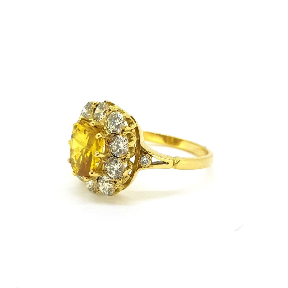 2.70ct Yellow Sapphire and Diamond Cluster Ring