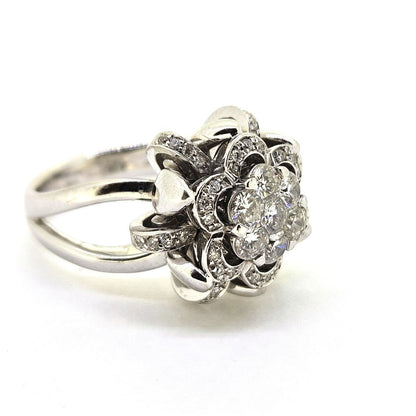 Contemporary 1ct Diamond Flower Cluster Dress Ring