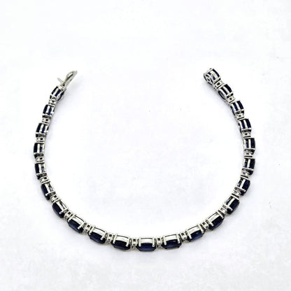 Oval Sapphire and Diamond Line Bracelet, 23.01 carats