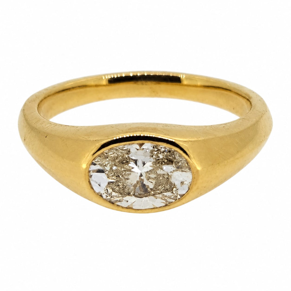 1.05ct Oval Diamond East to West Solitaire Engagement Ring in 18ct Yellow Gold