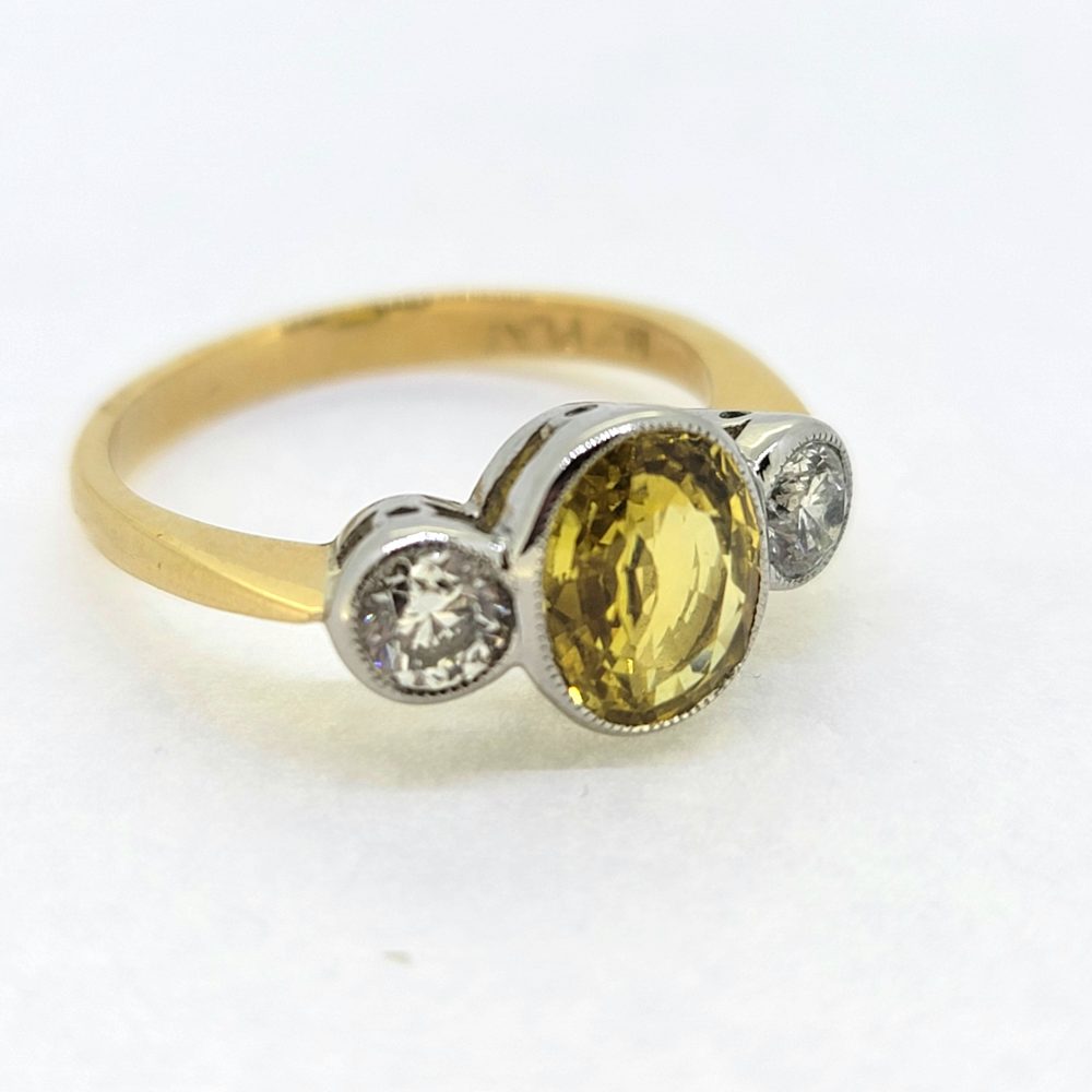 2.20ct Yellow Sapphire and Diamond Trilogy Engagement Ring