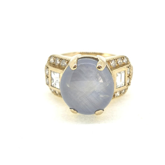 Modern Star Sapphire Ring with Diamonds