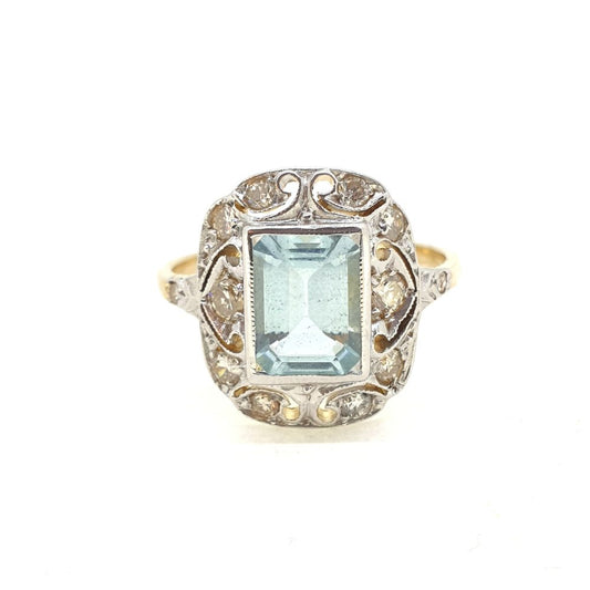 1.20ct Aquamarine and Diamond Cluster Dress Ring in 15ct Gold