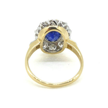 Sri Lankan 3.35ct Sapphire and Diamond Cluster Engagement Ring