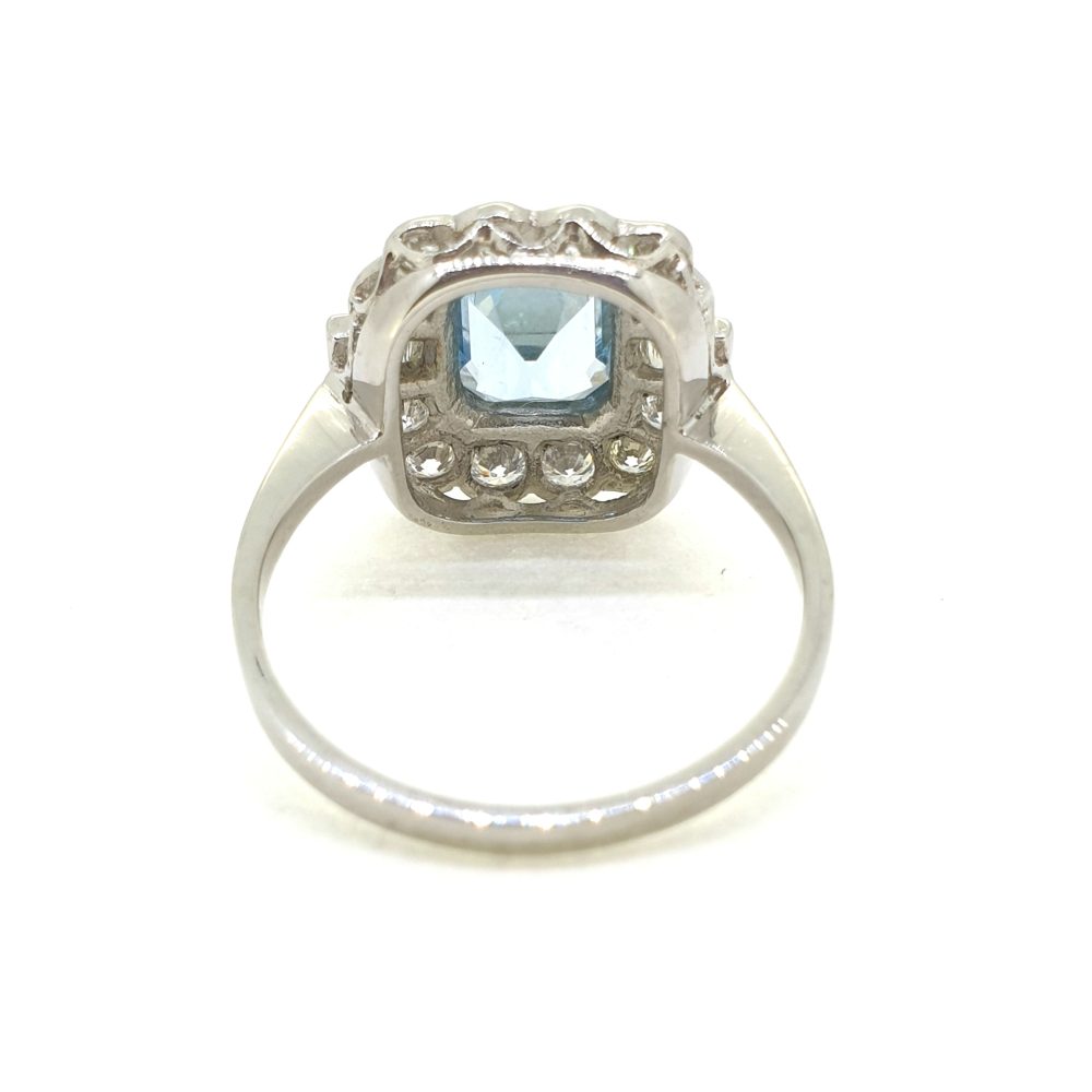 1.60ct Aquamarine and Diamond Floral Cluster Ring in Platinum
