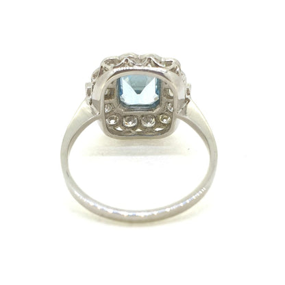 1.60ct Aquamarine and Diamond Floral Cluster Ring in Platinum