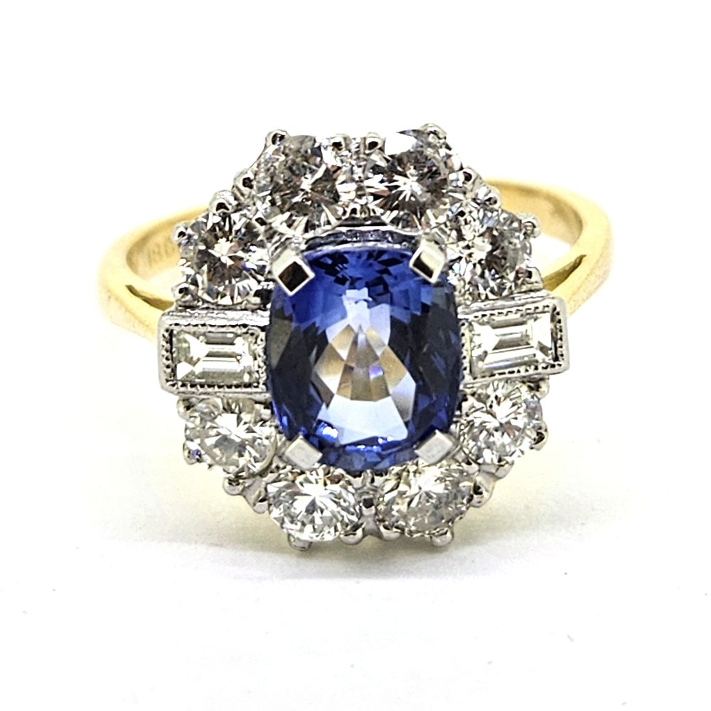 2.25ct Sapphire and Diamond Cluster Engagement Ring