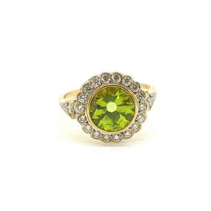 1.80ct Peridot and Diamond Cluster Dress Ring
