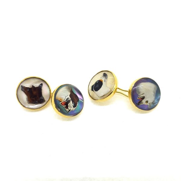 Essex Crystal Cufflinks Depicting Hounds