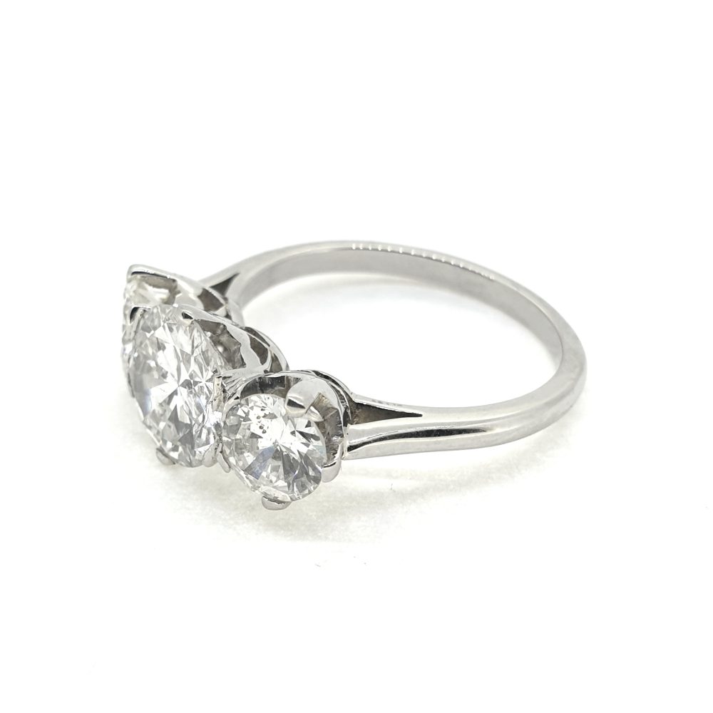 Diamond Three Stone Engagement Ring, 2.50 carat total